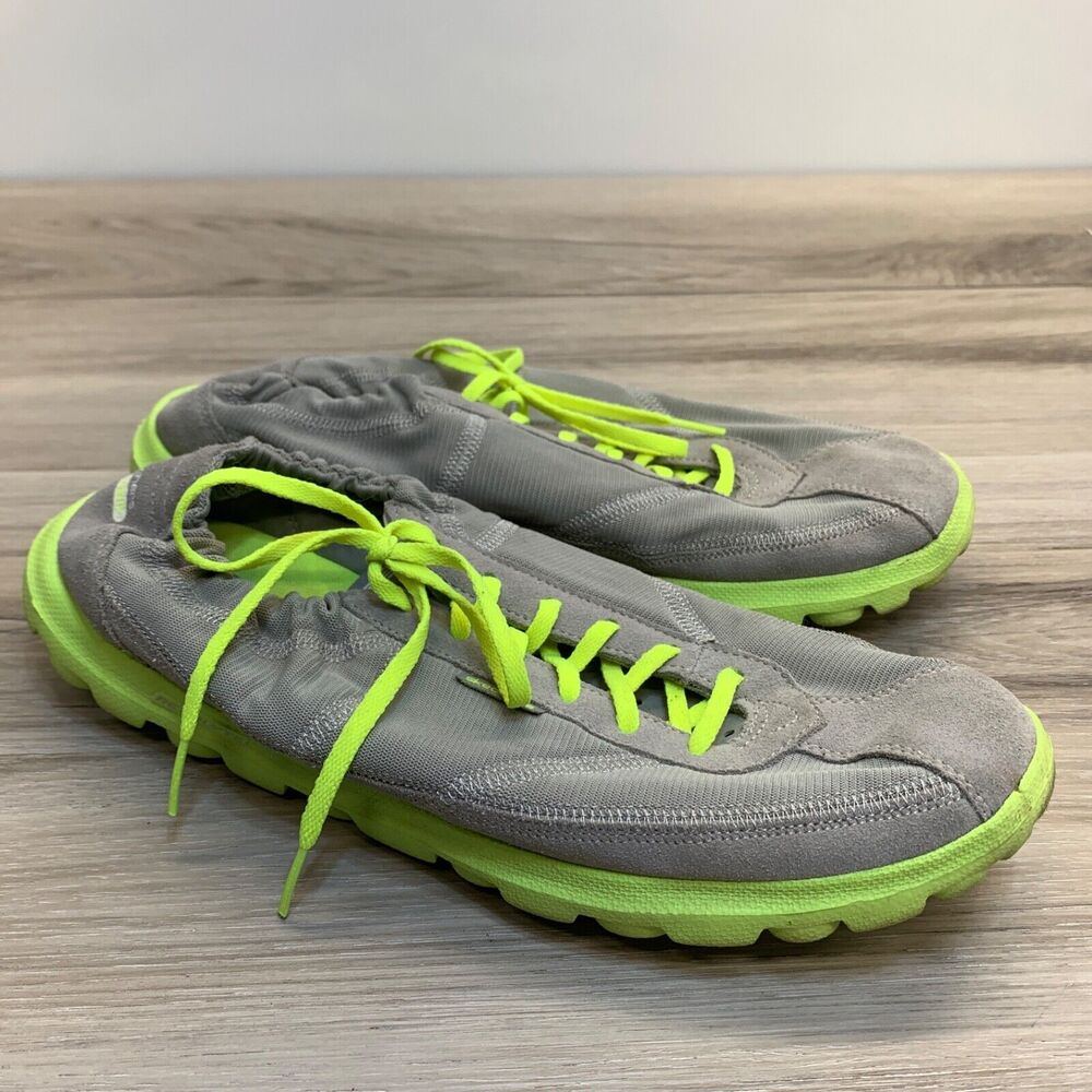 Skechers Womens Go Walk Walking Shoes Gray Green 13523 Leather Lace Up Size 10